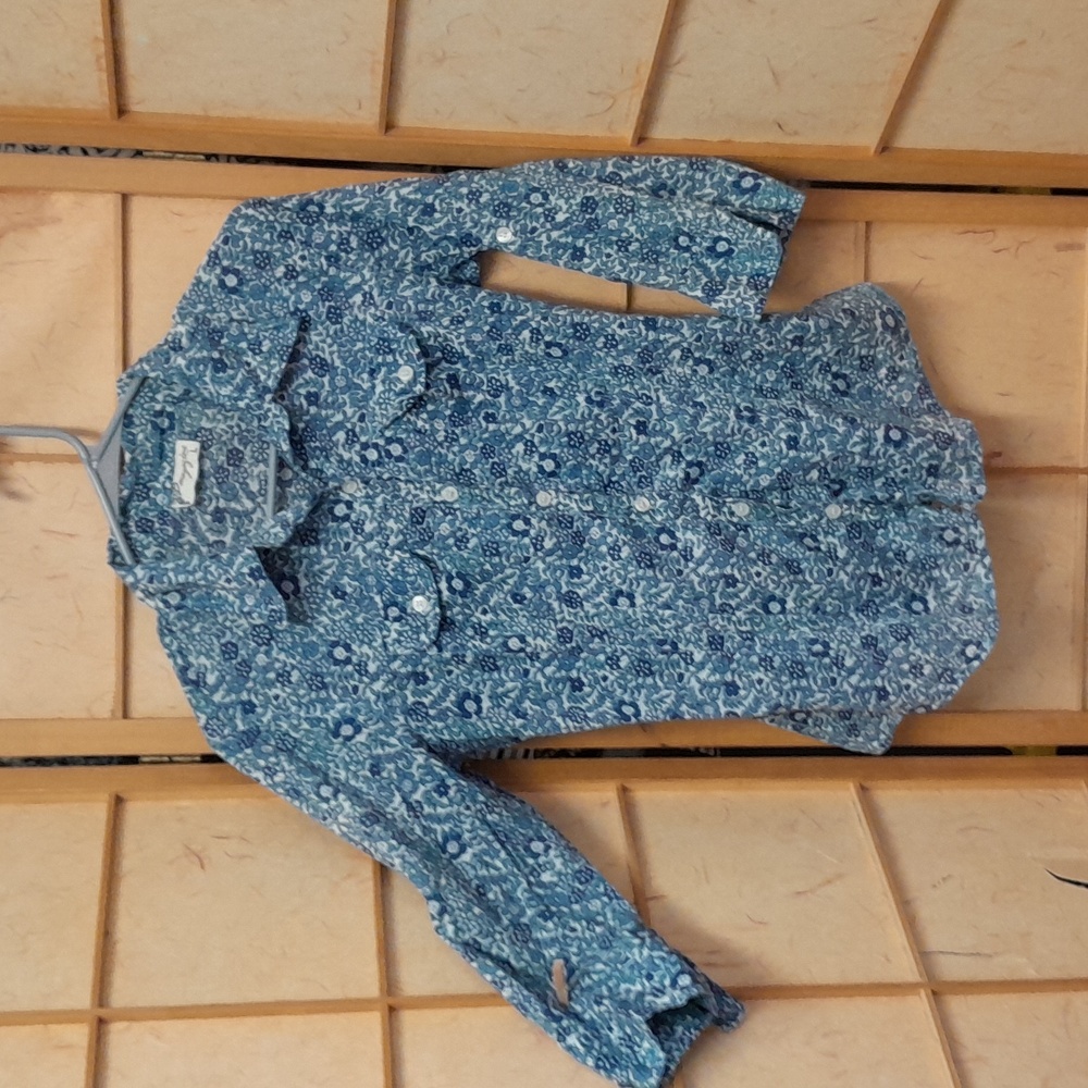 Magazine blue button down blouse size L